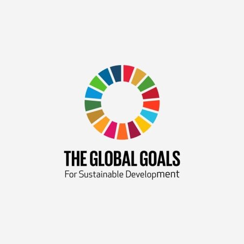 Logo for the Global Goals for Sustainable Development featuring a colourful circular design.
